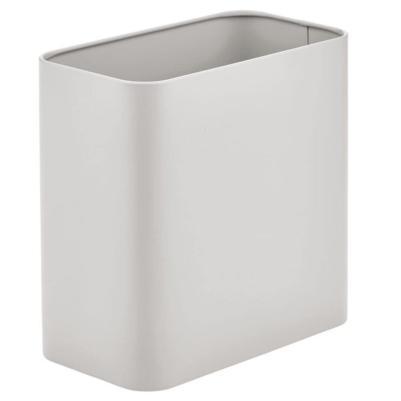 m-design Small Metal 2.4 Gallon Trash Can Wastebasket Garbage Bin for Bathroom, Light Gray, Pack of 1 - Image 1