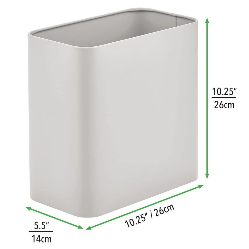 m-design Small Metal 2.4 Gallon Trash Can Wastebasket Garbage Bin for Bathroom, Light Gray, Pack of 1 - Image 3