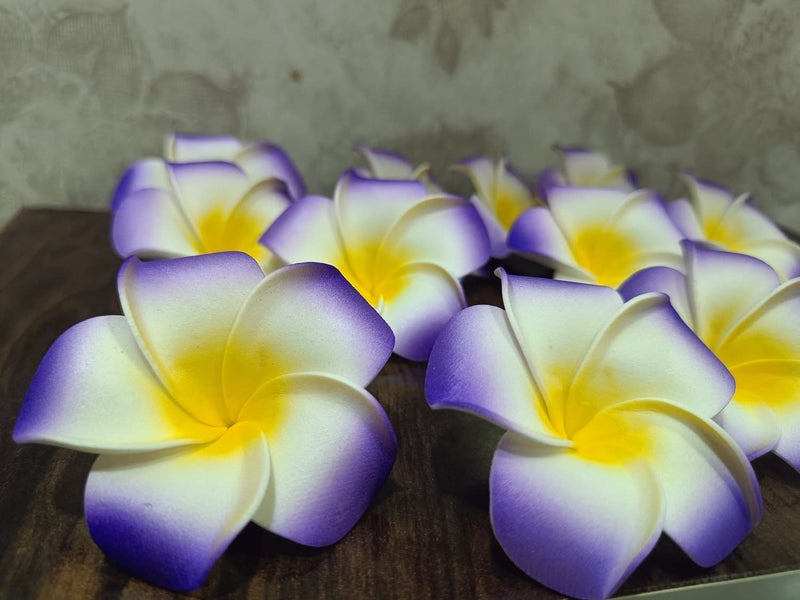 VRB Dec™ Artificial gBig Foam Hawaaii Fake Foam Water Floating Flowers for Pooja Thali, Festival and Events, Home, Table, Badroom, Pooja Room, Diwali Decoration (12, Purple) - Image 3