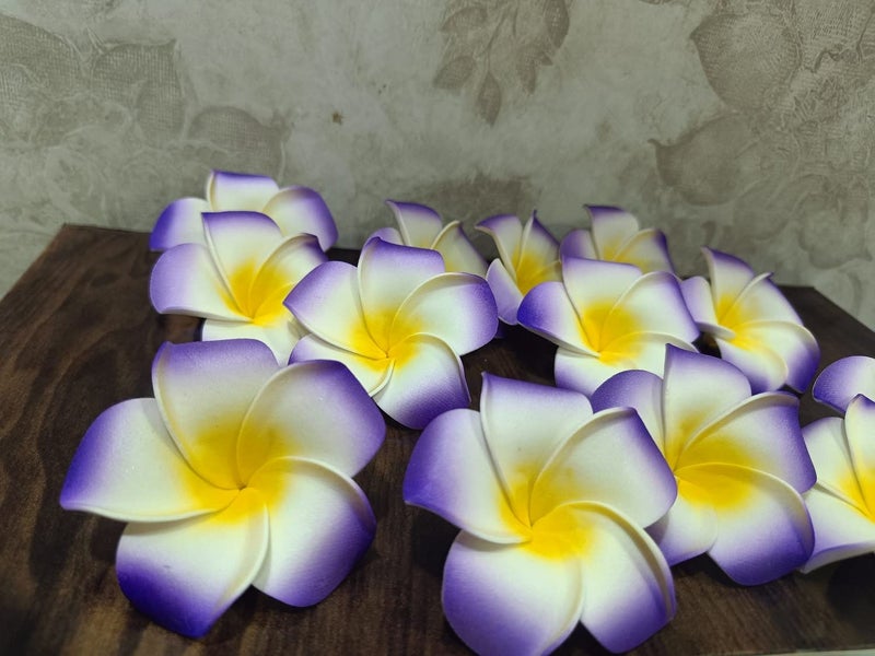 VRB Dec™ Artificial gBig Foam Hawaaii Fake Foam Water Floating Flowers for Pooja Thali, Festival and Events, Home, Table, Badroom, Pooja Room, Diwali Decoration (12, Purple) - Image 1