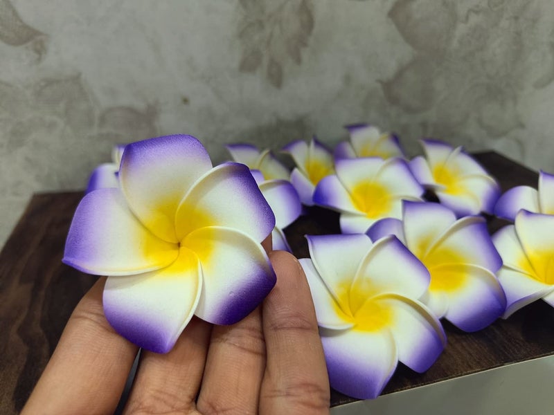 VRB Dec™ Artificial gBig Foam Hawaaii Fake Foam Water Floating Flowers for Pooja Thali, Festival and Events, Home, Table, Badroom, Pooja Room, Diwali Decoration (12, Purple) - Image 2