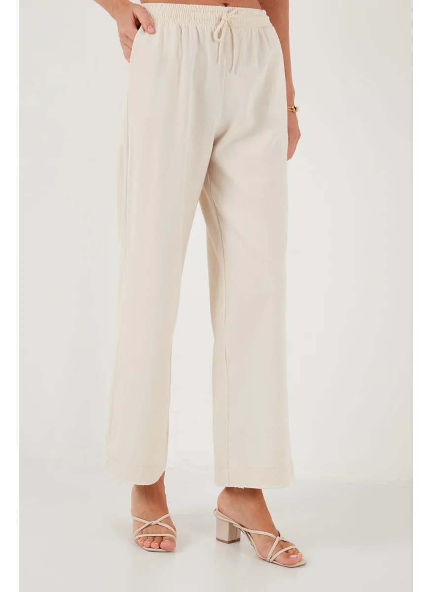 ليلا 100% Cotton Wide Leg Regular Fit Trousers Women's Trousers 673Py2008