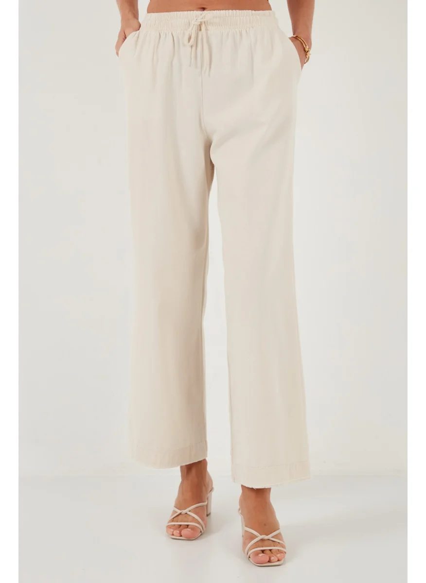 ليلا 100% Cotton Wide Leg Regular Fit Trousers Women's Trousers 673Py2008