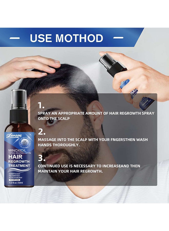 LUNOON - Minoxidil Hair Regrowth Treatment - Growth Spray For Men And Women, 5% Minoxidil Hair Serum For Stronger Thicker Longer Hair Help To Stop Thinning And Loss Hair 30ML - Image 1