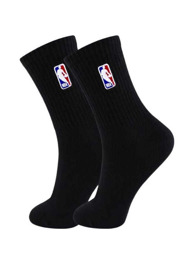 NBA Men'S Casual Sports Socks, Long Tube Pure Black, Combed Cotton, High Tube Basketball Running Socks, 3 Pairs Per Pack - Image 3