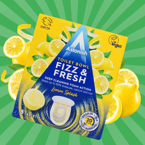 Astonish Foaming Lemon Splash Fizz & Fresh Bathroom Toilet Bowl Cleaner - Deep Cleaning Limescale, Calcium & Rust Stain Remover- No Spray Bottle Needed, Removes Hard to Reach Stains, 8 Tablets - Image 2
