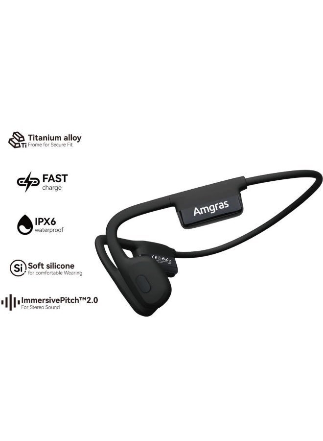 Amgras OpenMeta III Ultra Wireless Open-Ear Headphones - Black - Image 1