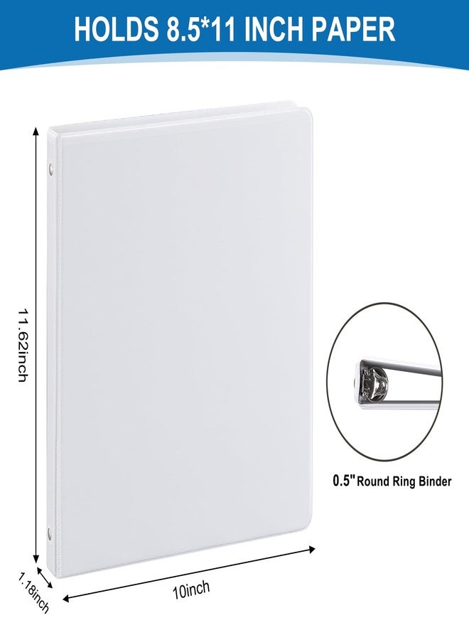 SUQJOY 1/2 Inch 3-Ring Binder, 0.5-inch Round Ring Binder with 2 Inside Pockets, 12 Pack White Binders, Clear View CoverBinder Holds 8.5'' x 11''Paper for Office/Home/Back to School - Image 3