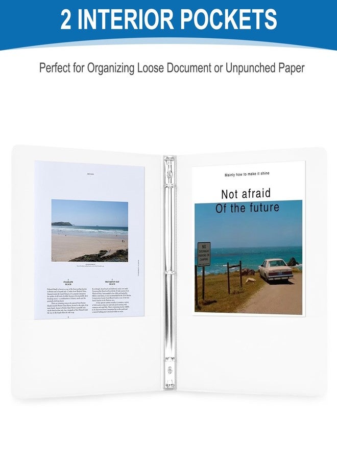 SUQJOY 1/2 Inch 3-Ring Binder, 0.5-inch Round Ring Binder with 2 Inside Pockets, 12 Pack White Binders, Clear View CoverBinder Holds 8.5'' x 11''Paper for Office/Home/Back to School - Image 5