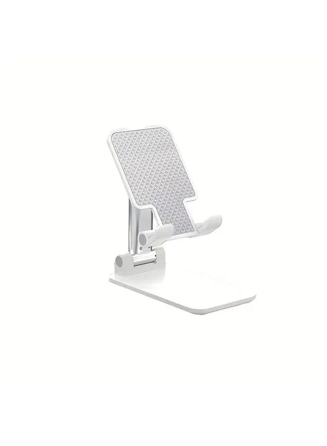 White Adjustable Foldable Desktop Phone Stand Universal Tablet Holder With Secure Clamp - Image 3