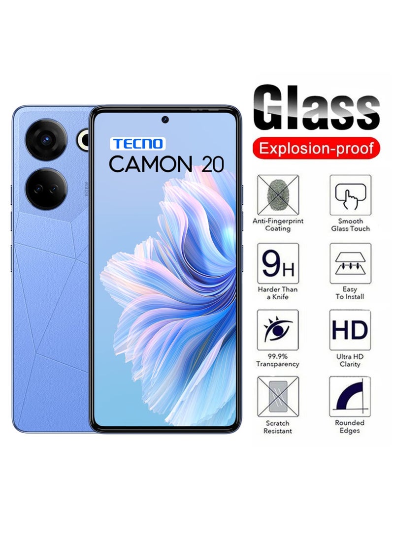 Tecno Camon 20 Screen Protector – Premium Edge to Edge Tempered Glass Protector, High Transparency, Delicate Touch, Anti-Explosion, Smooth Arc Edges, Easy Installation - Image 3