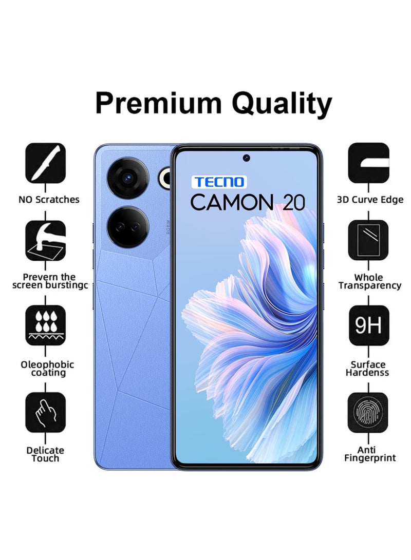 Tecno Camon 20 Screen Protector – Premium Edge to Edge Tempered Glass Protector, High Transparency, Delicate Touch, Anti-Explosion, Smooth Arc Edges, Easy Installation - Image 2