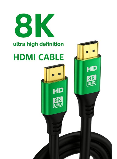 كابل HDMI 8K 1.5 متر فائق الدقة عالي السرعة 48 جيجابت في الثانية 2.1 سلك 8K يدعم HDR الديناميكي، متوافق مع Dolby لأجهزة العرض، MacBook Pro 2021، PS5/4، تلفزيون Samsung