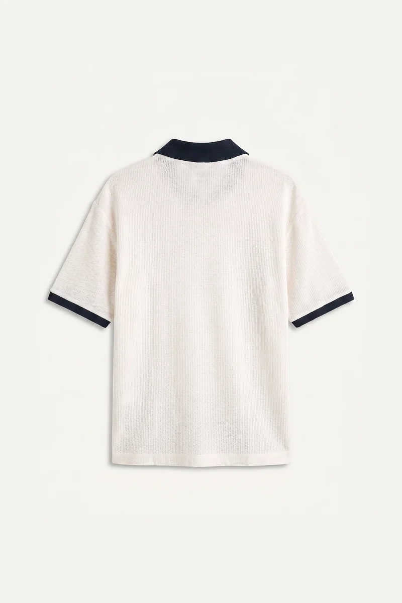 Defacto Boxy Fit Polo Collar Printed Short Sleeve Polo T-Shirt