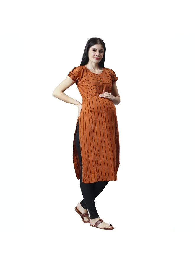 CEE 18 Women's Cotton Rayon A-Line Maternity Feeding Kurti with Zippers