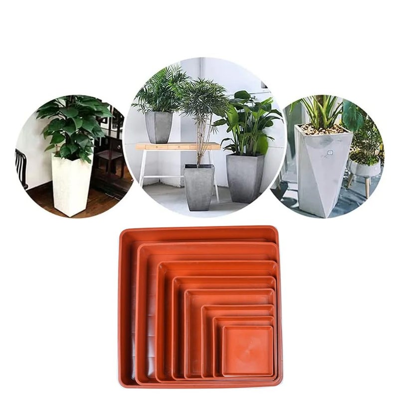 LWALRS 5 Pack Square Plant Saucer, Plastic Plant Water Dray Tray 6 Inch, Heavy Plant Trays for Pots, Planters for for Pots Base Indoors and Outdoors Plants.(6 inch, Terracotta - Image 3