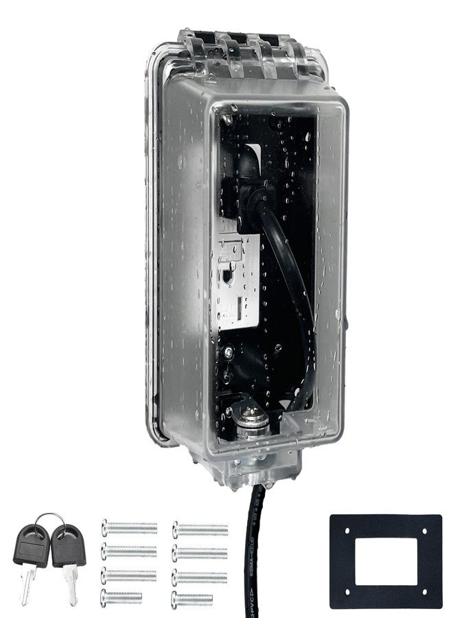 PILISPARK Universal Weatherproof Electrical Outlet Cover with Lock, Baby Proof Outlet Lock Box, Fits Most 2.6 "H x 2.56 "W or Smaller Plugs, Clear Outlet Waterproof Cover Box Fit for Outdoor In-Use - Image 1
