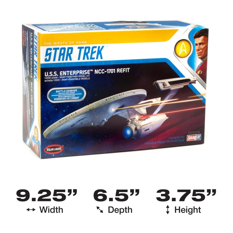 Polar Lights Star Trek U.S.S. Enterprise Refit Wrath of Khan Edition 2T 1:1000 Scale Model Kit - Image 5
