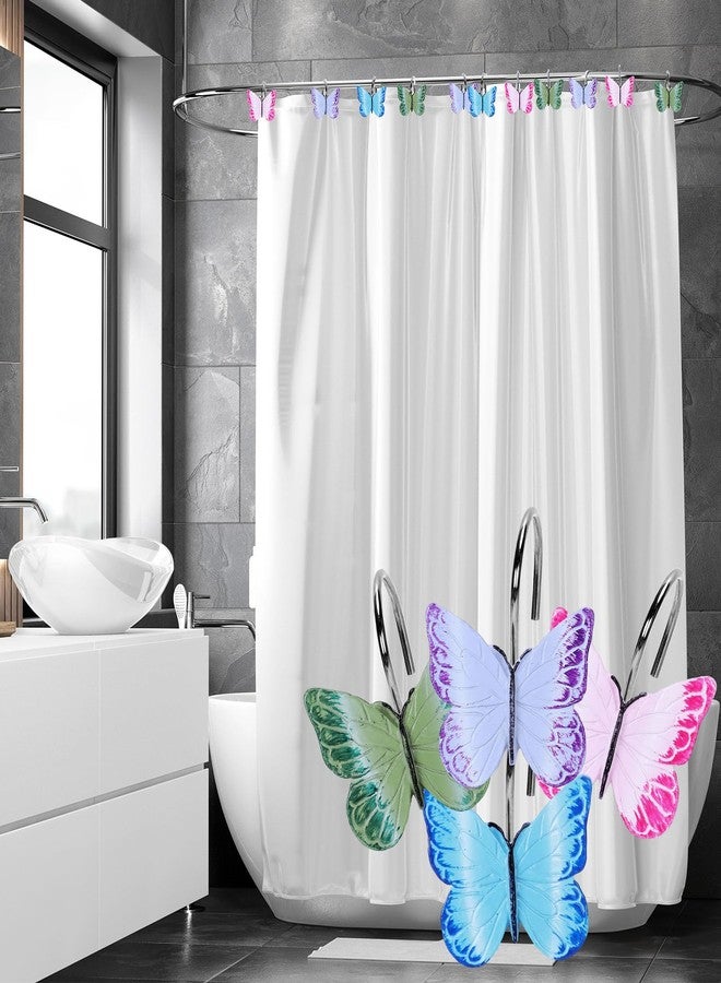 Whaline 12Pcs Spring Butterfly Shower Curtain Hooks 4 Styles Colorful Shower Rod Rings Decorative Curtain Hanger Hooks for Living Room Bedroom Bathroom Decor - Image 4