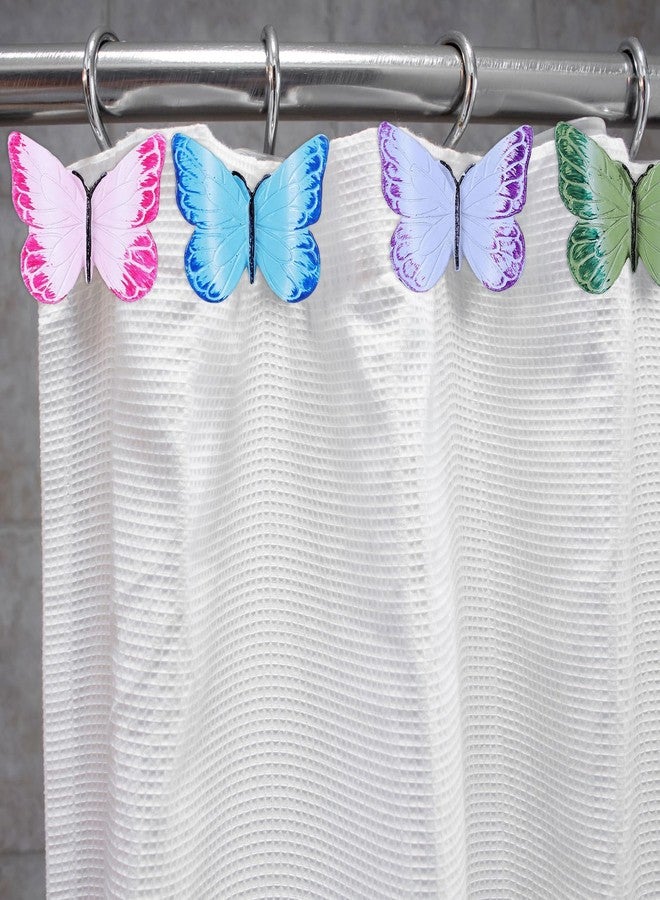 Whaline 12Pcs Spring Butterfly Shower Curtain Hooks 4 Styles Colorful Shower Rod Rings Decorative Curtain Hanger Hooks for Living Room Bedroom Bathroom Decor - Image 5