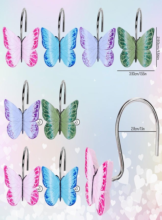 Whaline 12Pcs Spring Butterfly Shower Curtain Hooks 4 Styles Colorful Shower Rod Rings Decorative Curtain Hanger Hooks for Living Room Bedroom Bathroom Decor - Image 2