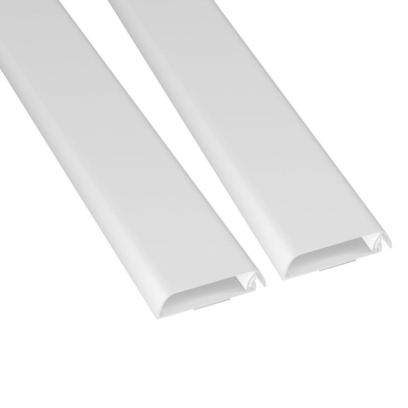 D-Line TV Wall Mount Cord Hider, Hide Mounted TV Cables, Wire Covers, Self Adhesive Cover for Cords, Paintable, Low Profile, Seamless Cable Raceway - 2X 2.36in W x 0.59in H x 15.7in L - White - Image 1