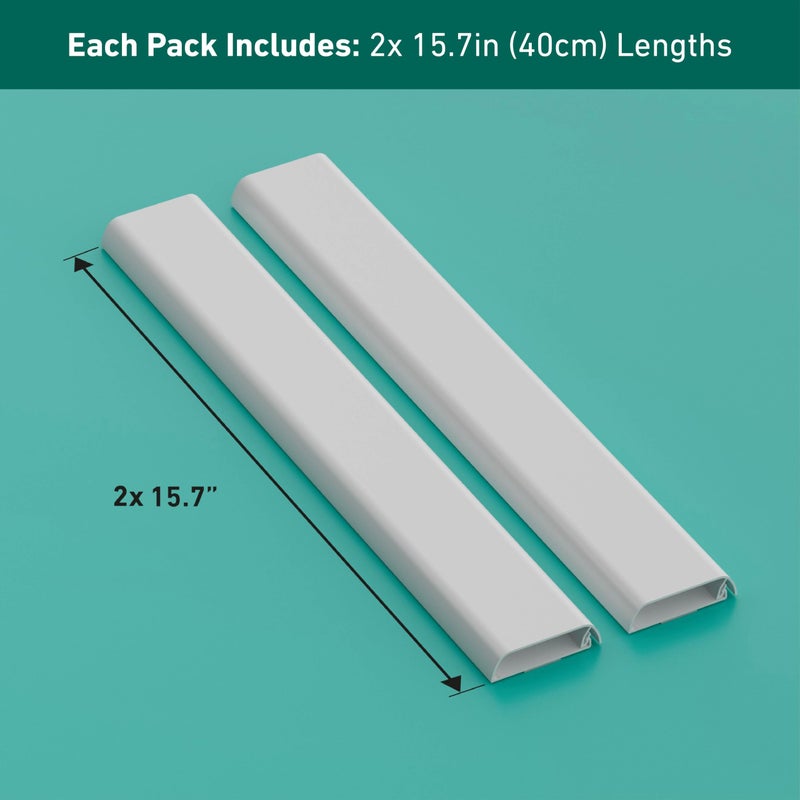 D-Line TV Wall Mount Cord Hider, Hide Mounted TV Cables, Wire Covers, Self Adhesive Cover for Cords, Paintable, Low Profile, Seamless Cable Raceway - 2X 2.36in W x 0.59in H x 15.7in L - White - Image 4
