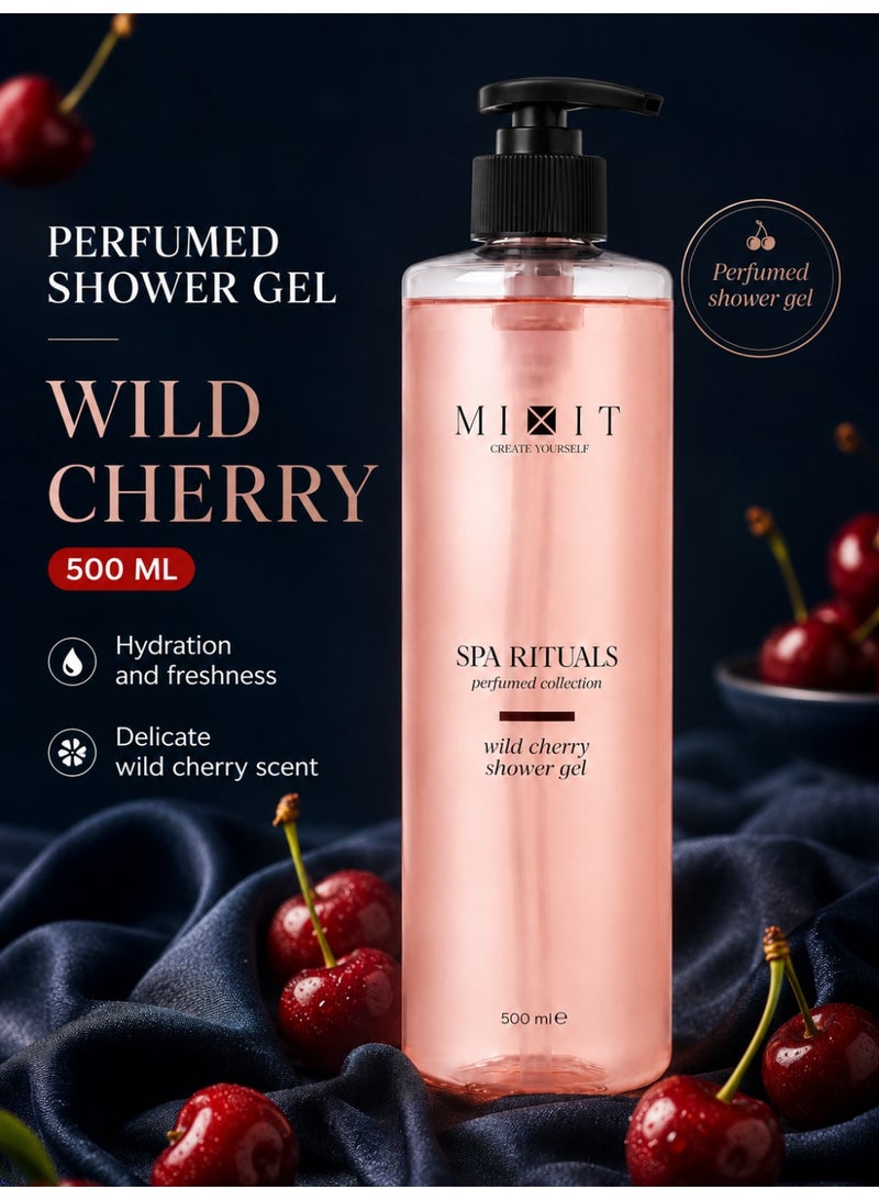MIXIT Spa Rituals Wild Cherry Perfumed Shower Gel, Nourishing Body Wash with Cherry & Almond, 500ml - Image 3