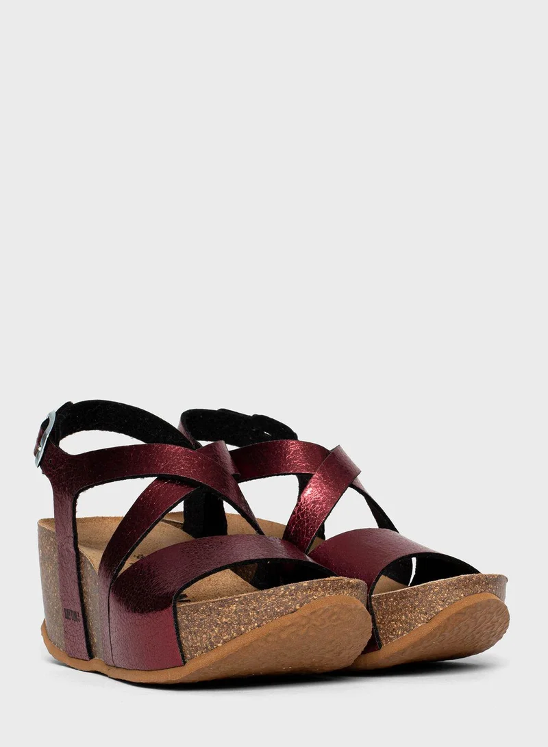 BAYTON Malaga Strappy Mid Heel Wedges