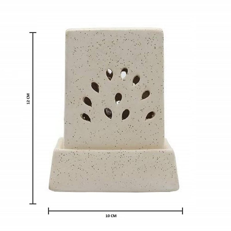 RTWARE RTWARE Ceramic Electric Aroma Diffuser Aroma Oil Burner Lamp Square Small White Dotted for Home Decor and Fragrance  - Image 2