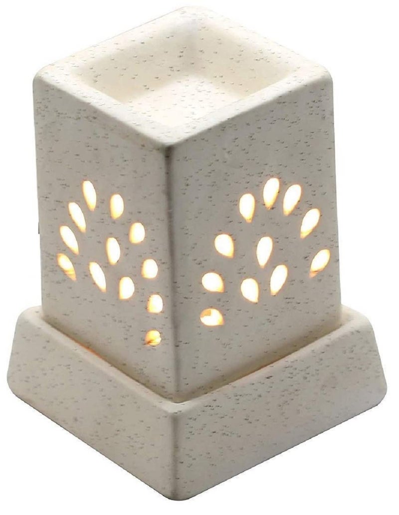 RTWARE RTWARE Ceramic Electric Aroma Diffuser Aroma Oil Burner Lamp Square Small White Dotted for Home Decor and Fragrance  - Image 1