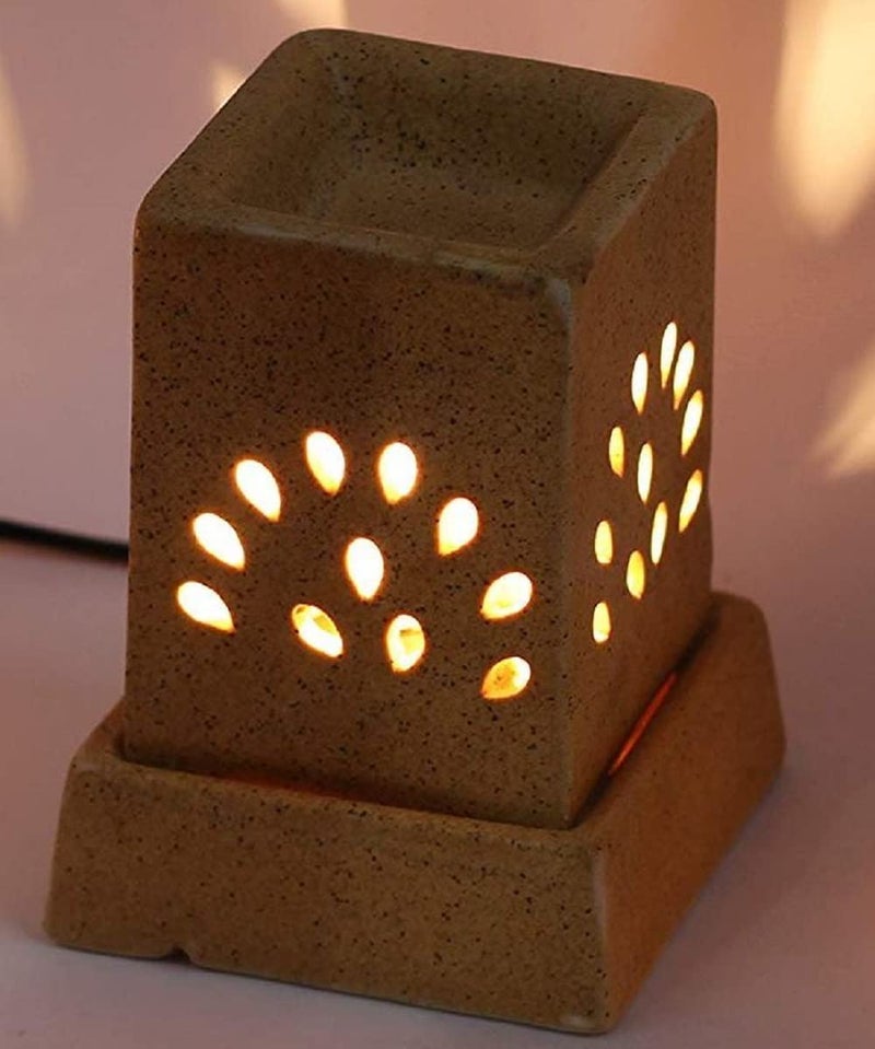 RTWARE RTWARE Ceramic Electric Aroma Diffuser Aroma Oil Burner Lamp Square Small White Dotted for Home Decor and Fragrance  - Image 3