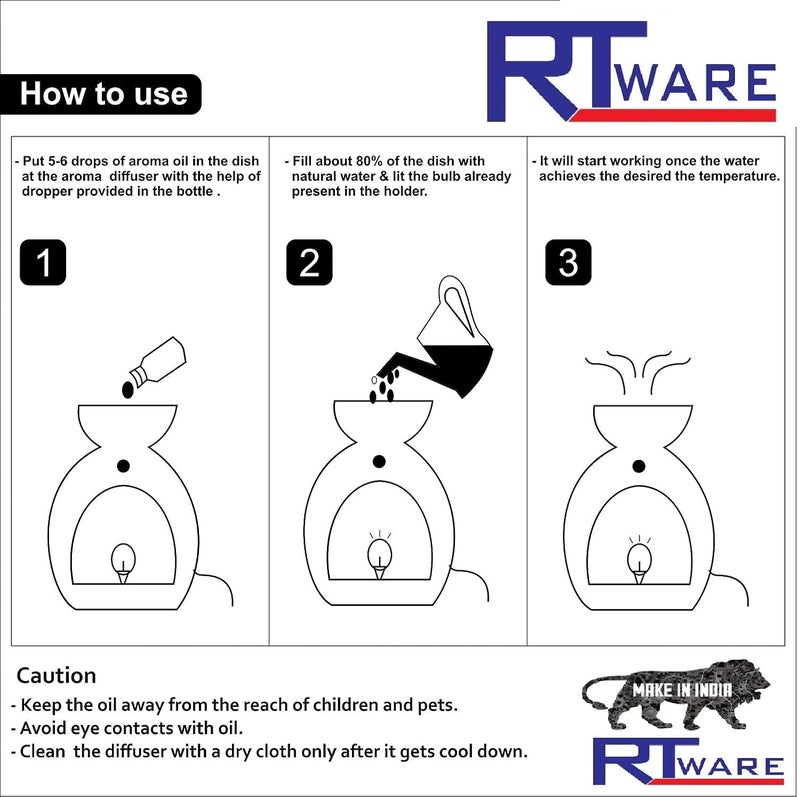 RTWARE RTWARE Ceramic Electric Aroma Diffuser Aroma Oil Burner Lamp Square Small White Dotted for Home Decor and Fragrance  - Image 4