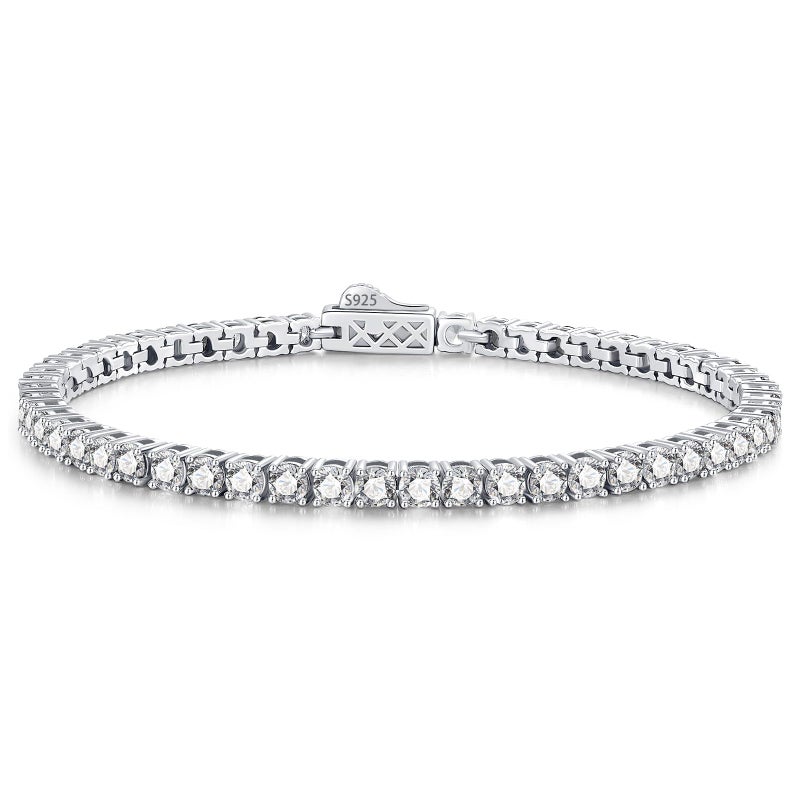 LOIPURI 5.5CT Moissanite Tennis Bracelet for Women, 3mm White Gold Plated S925 Sterling Silver D Color VVS1 Round Cut Moissanite Bracelets Jewelry Gift, Size 7Inch - Image 1