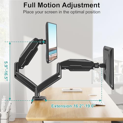 MOUNT PRO Single Monitor Desk Mount - Articulating Gas Spring Arm, Removable VESA Monitor Mount Computer Monitor Stand with Clamp and Grommet Base Fits 13 to 32 Inch Screen, VESA 75x75, 100x100, Black - Image 5