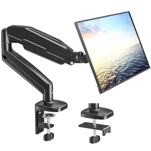 MOUNT PRO Single Monitor Desk Mount - Articulating Gas Spring Arm, Removable VESA Monitor Mount Computer Monitor Stand with Clamp and Grommet Base Fits 13 to 32 Inch Screen, VESA 75x75, 100x100, Black - Image 1