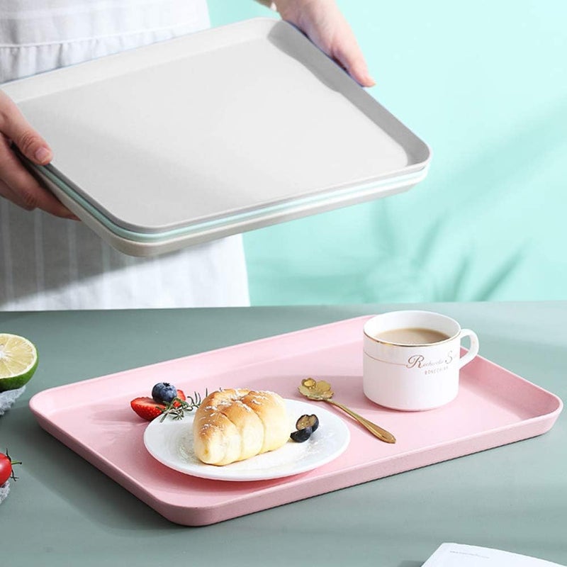 Roucerlin 2Pcs Unbreakable Serving Tray Decorative Tray Wheat Straw 137 x 98 in Great Plate for Dinner Tea Bed Bar Breakfast Food Beige - Image 3