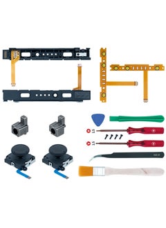 KASTWAVE Joystick Replacement Parts for Nintendo Switch Joycon, 18-Pack Replacement Repair Kit for NS Joy-Con with Screwdriver Opening Tool, 3D Left and Right Analog Joystick, Charge Port Slider  - Image 1