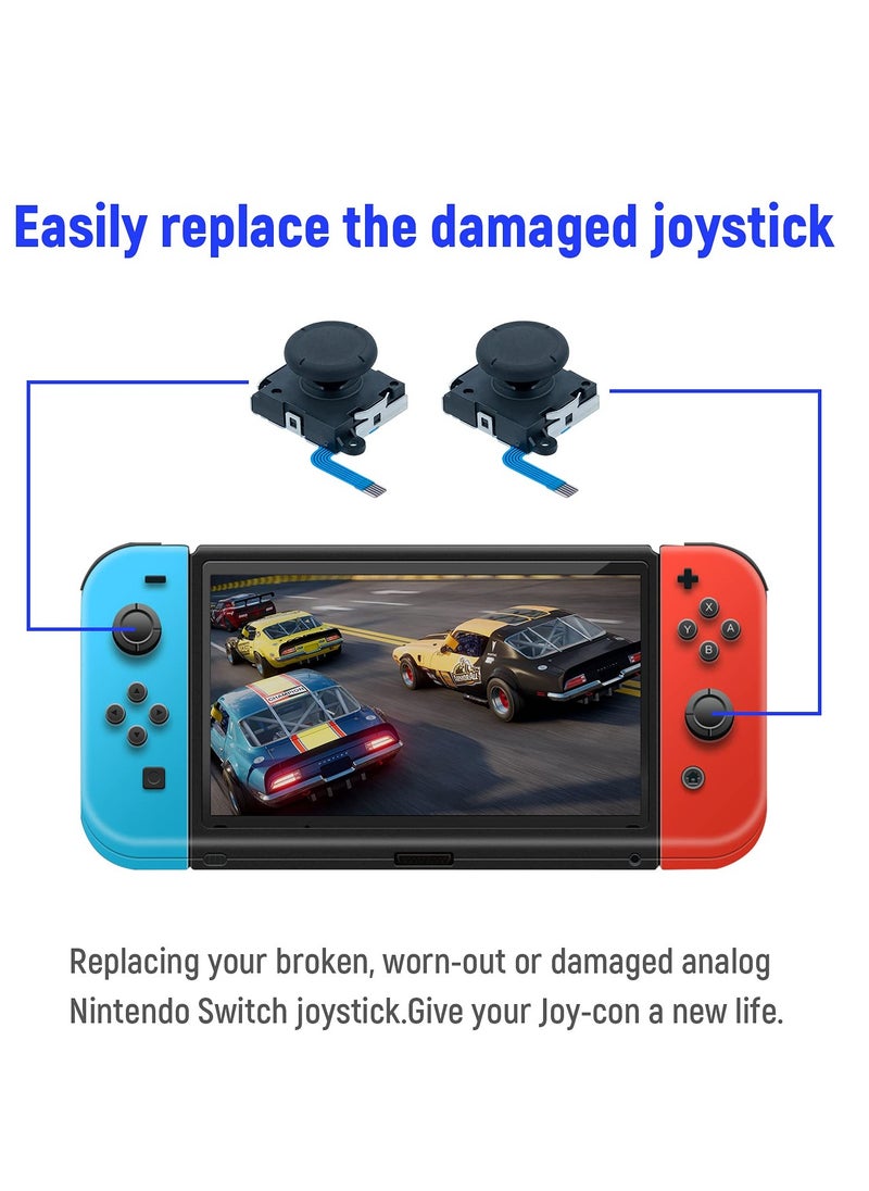 KASTWAVE - Joystick Replacement Parts for Nintendo Switch Joycon, 18-Pack Replacement Repair Kit for NS Joy-Con with Screwdriver Opening Tool, 3D Left and Right Analog Joystick, Charge Port Slider - Image 1
