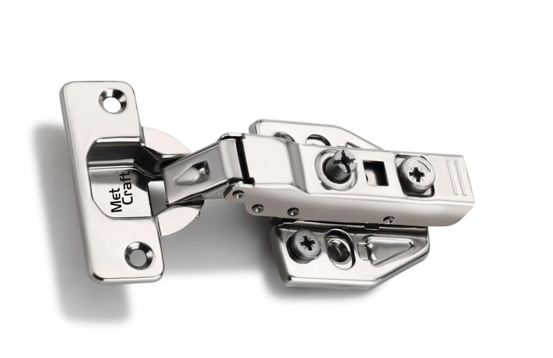 Met Craft Steel Soft Close 3D Hydraullic Clip On Concealed Hinges for Full Overlay Door Pack of 3 Pair (8 Degree Crank, Silver) - Image 2