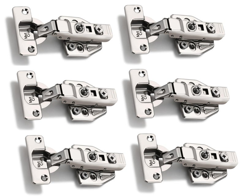 Met Craft Steel Soft Close 3D Hydraullic Clip On Concealed Hinges for Full Overlay Door Pack of 3 Pair (8 Degree Crank, Silver) - Image 1