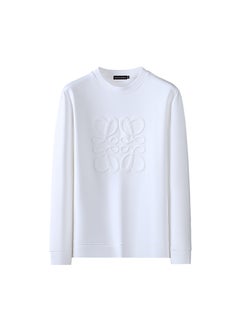 Generic Casual Long Sleeve Crew Neck Sweatshirt Jacket Mens Autumn Winter Fashion Modal Cotton Blend Thickened Outerwear TX01DA085 White 