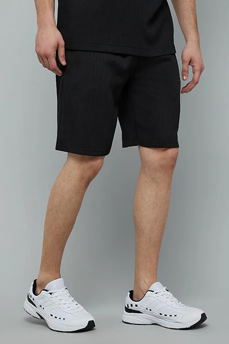 R&B Textured Shorts with Drawstring Waist