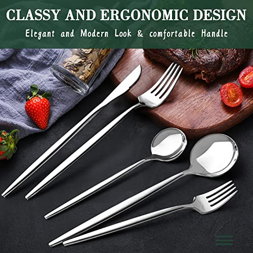 CEKEE 40-Piece Silverware Set for 8, CEKEE Stainless Steel Flatware Cutlery Set Included Knife Spoon and Fork, Kitchen Utensils Set for Home Hotel Wedding Restaurant - Mirror Polished & Dishwasher Safe - Image 3