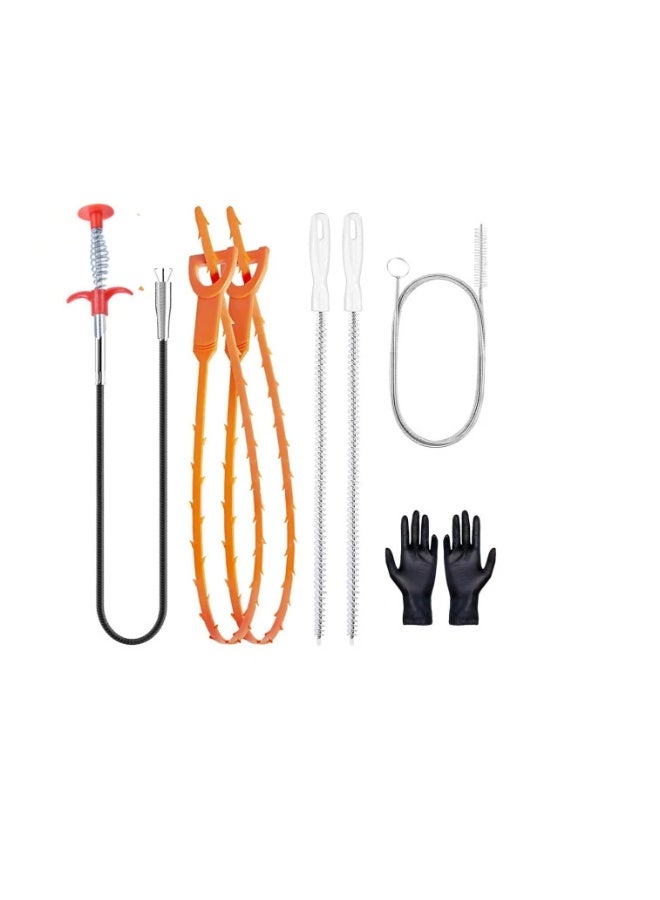 Drain Clog Remover Tool Kit with Flexible Grabber Claw, Drain Snake, and Cleaning Brushes for Kitchen, Bathroom, Toilet, Shower - Image 1