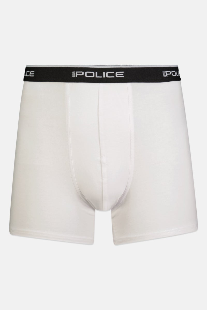 833 POLICE Men 3 Pcs Brand Logo Boxer Shorts, White - Image 3