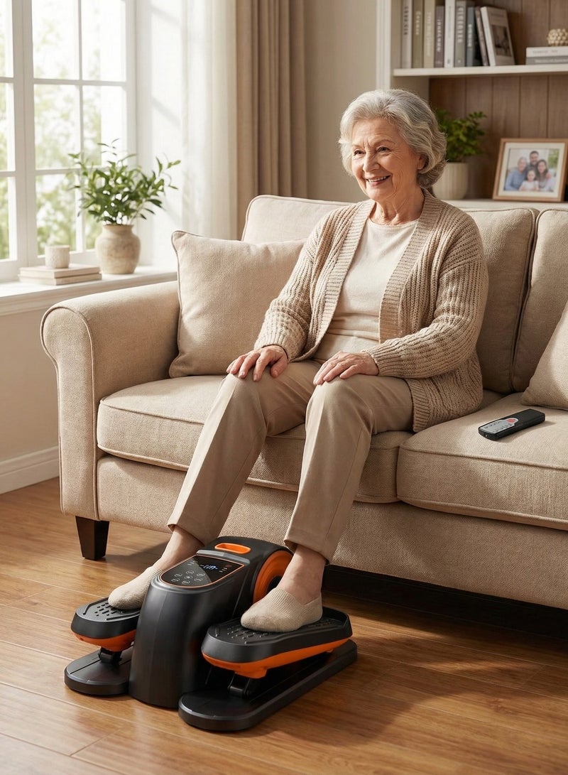 WALALLA Under Desk Elliptical Machine, 5 Modes 12 Speeds Low Impact Electric Leg Exerciser While Sitting for Seniors Quiet & Portable Seated Foot Exercise for Home and Office Black - Image 1