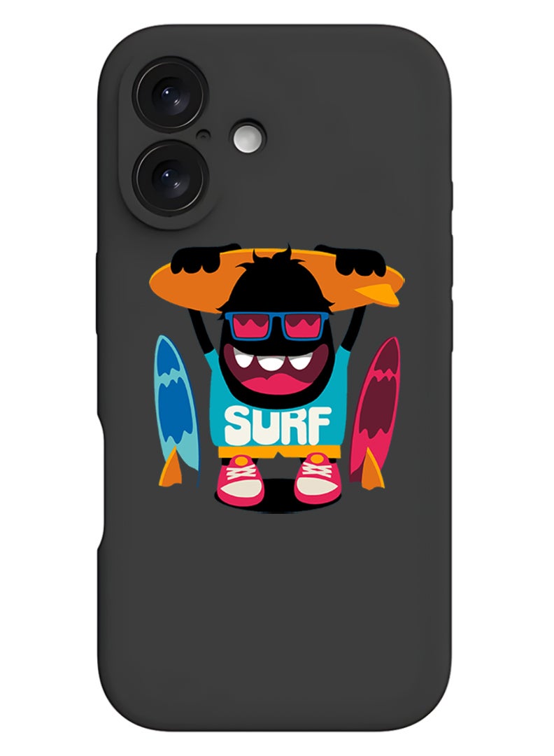 Theodor iPhone 16 Black Protective Slim Fit Case Liquid Silicone Cover with Full Body Protection Anti-Scratch Shockproof Case For iPhone - surf - Image 1