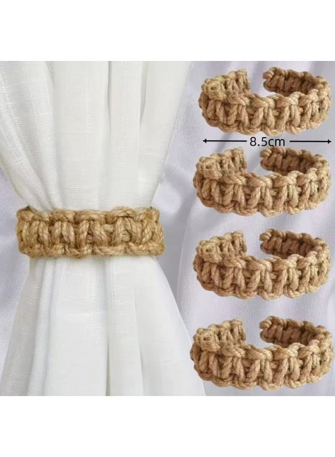 Factory Direct: Hemp Rope Woven Curtain Tiebacks (2-Pack) | High Cost-Effectiveness, Natural Texture, Ideal for Middle Eastern Home Decor - Image 1