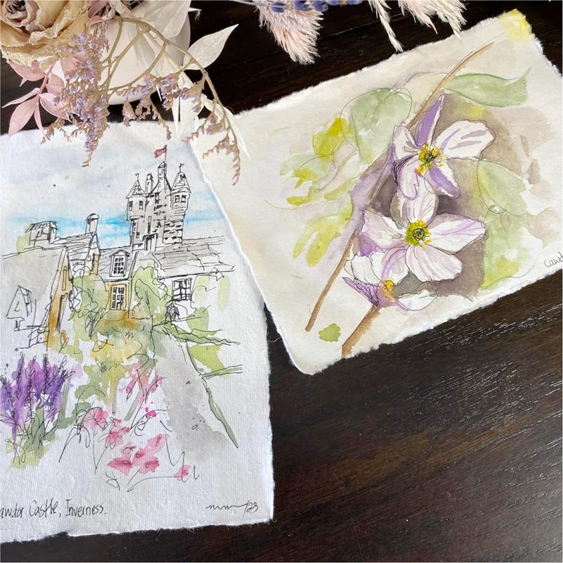 Wanderings Handmade A5 Cream Mixed Media Paper with Deckle Edge - 5.8x8.3-150 GSM - Cold Press Textured Paper Made with Recycled Cotton for Invitations, Crafts, Writers, Watercolor - 50 Sheets - Image 5